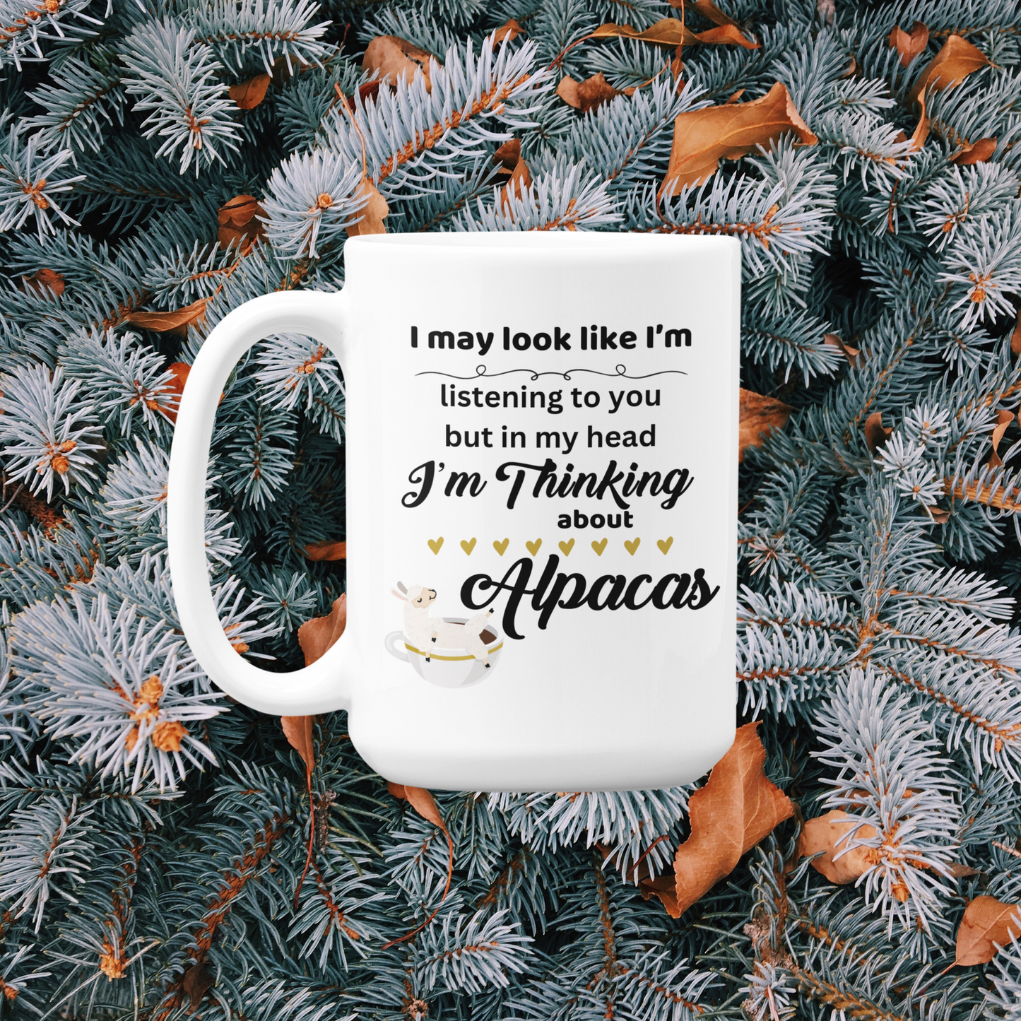 Thinking about Alpacas | 15oz White Mug