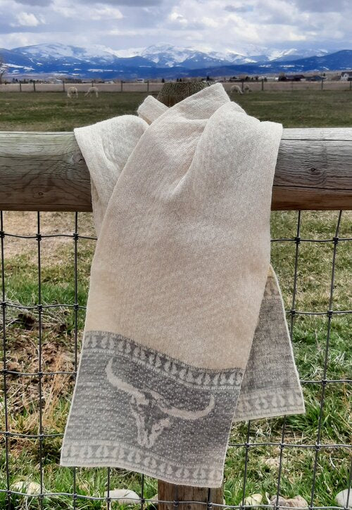 Montana Inspirations | Bison Skull Waffle Knit Scarf