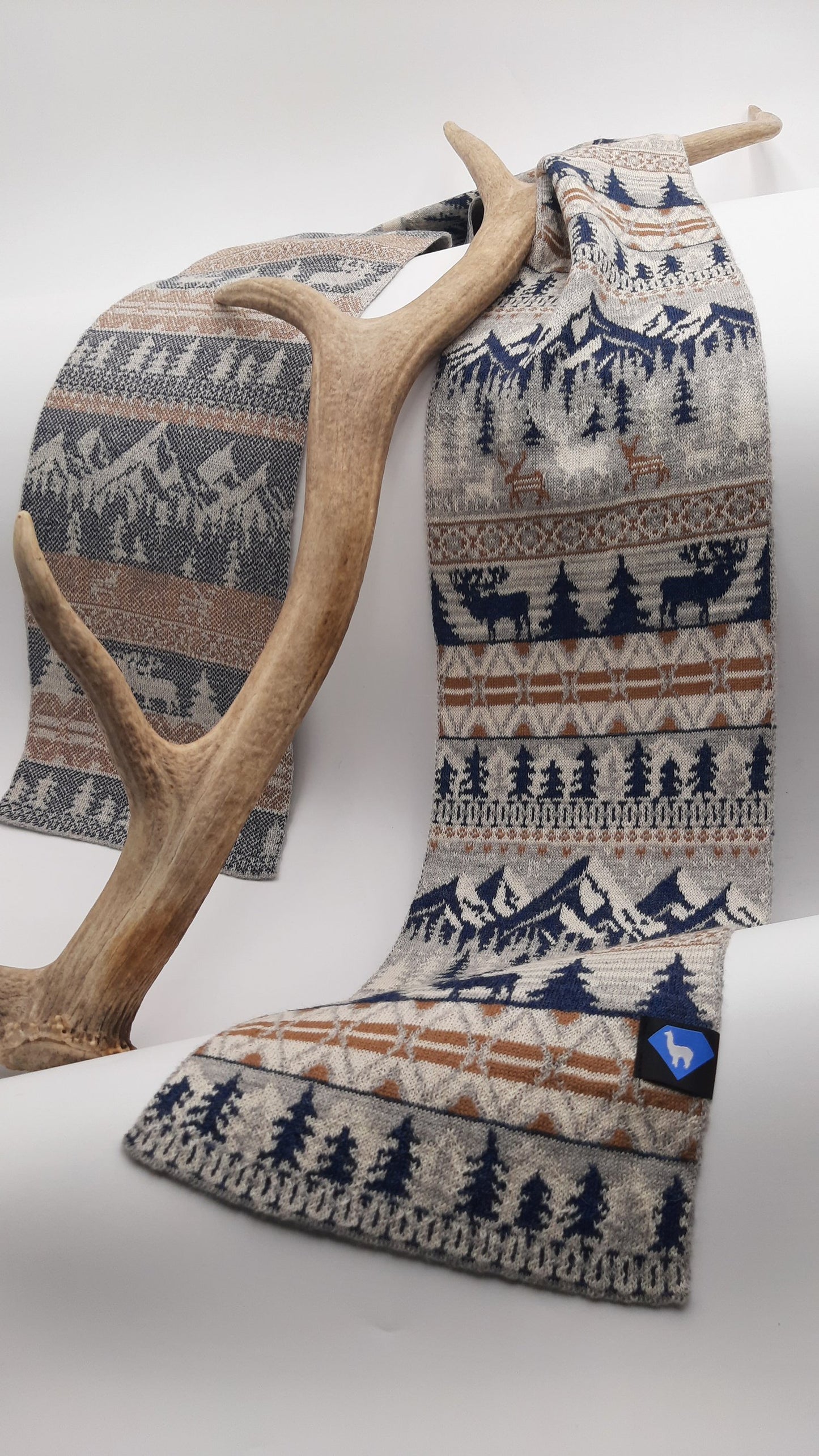 Elk Fair Isle Knit Scarf | 100% Alpaca