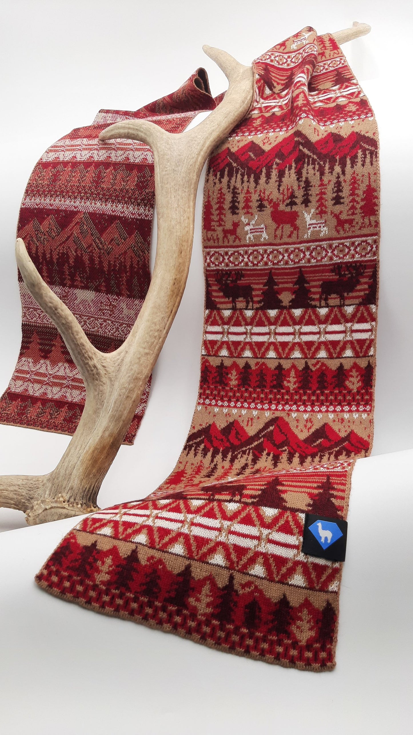 Elk Fair Isle Knit Scarf | 100% Alpaca