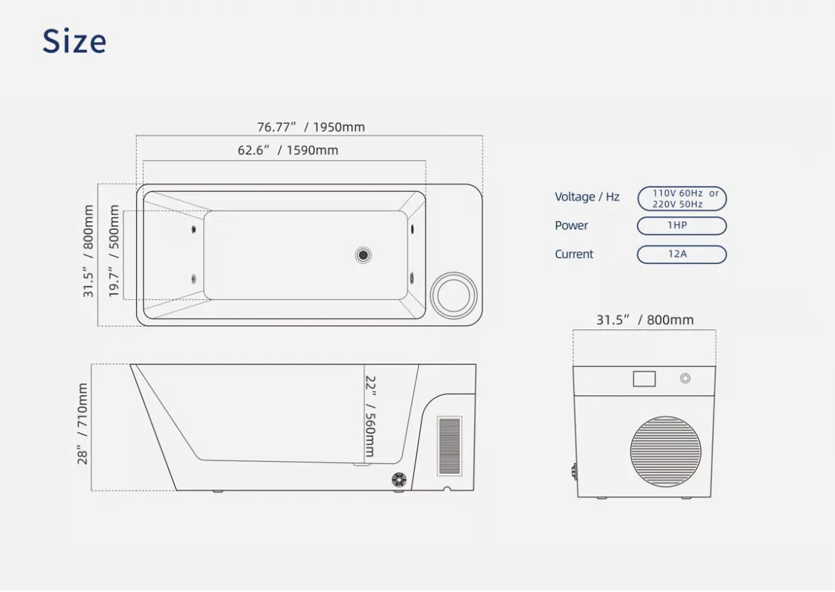 Orivon Frost Hot & Cold Plunge Tub – Black & Metallic Retreat Edition