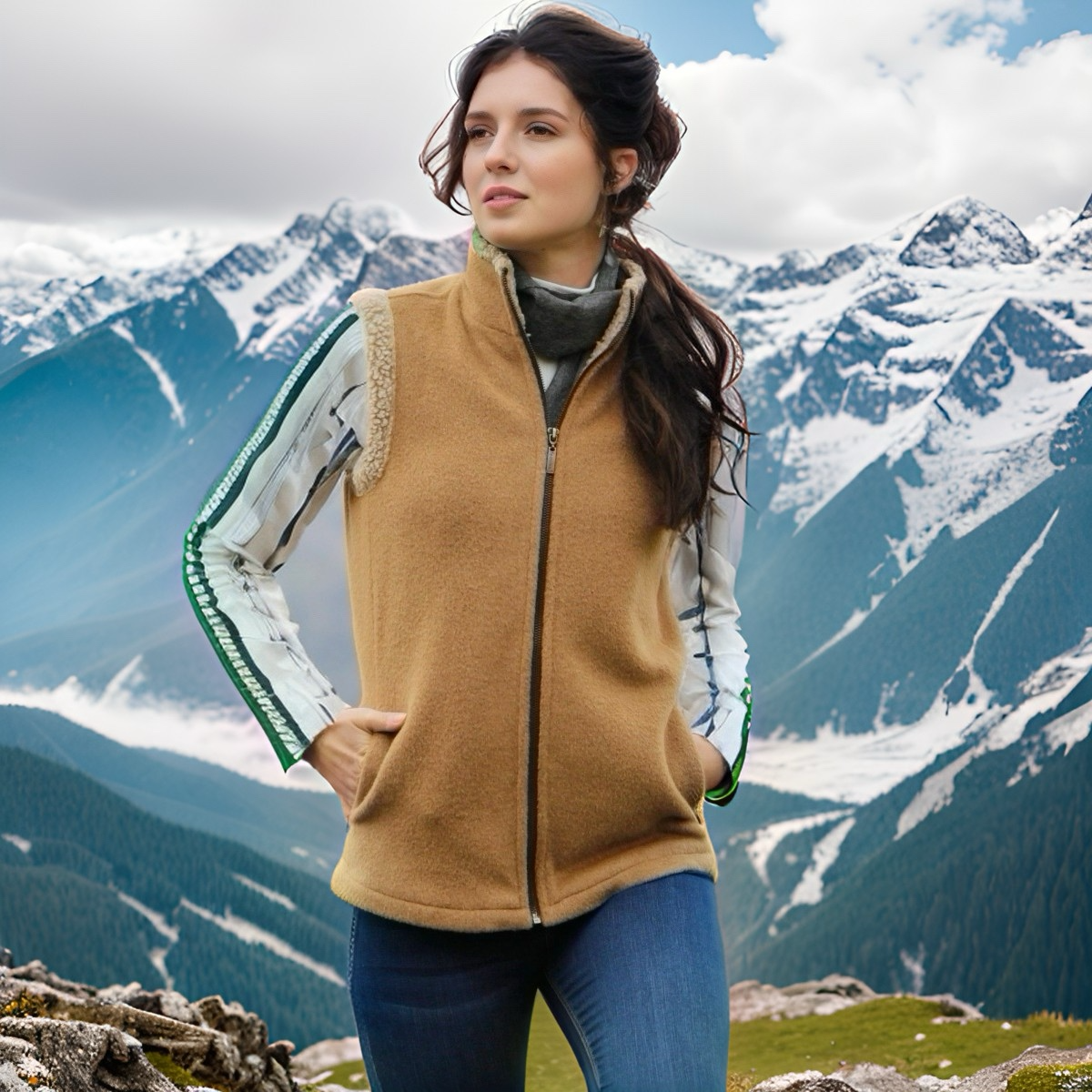 Ladies Zip Vest | Alpaca Blend