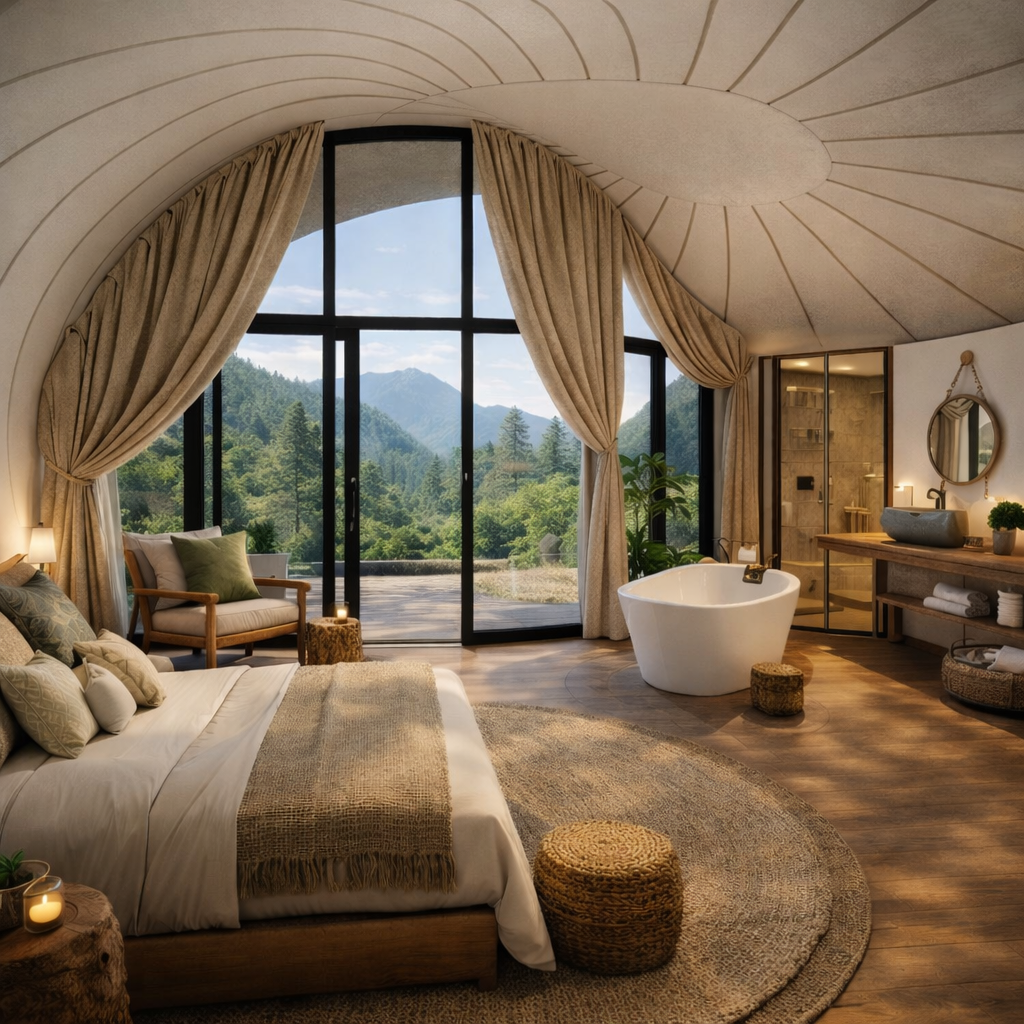 Sea Snail Retreat Suite – Luxury Sea-Shaped Glamping Dome
