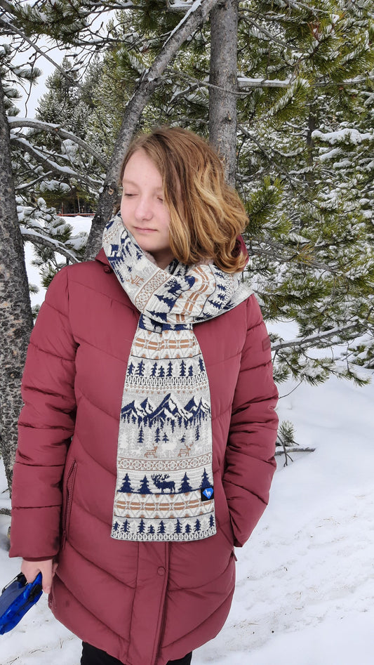 Elk Fair Isle Knit Scarf | 100% Alpaca