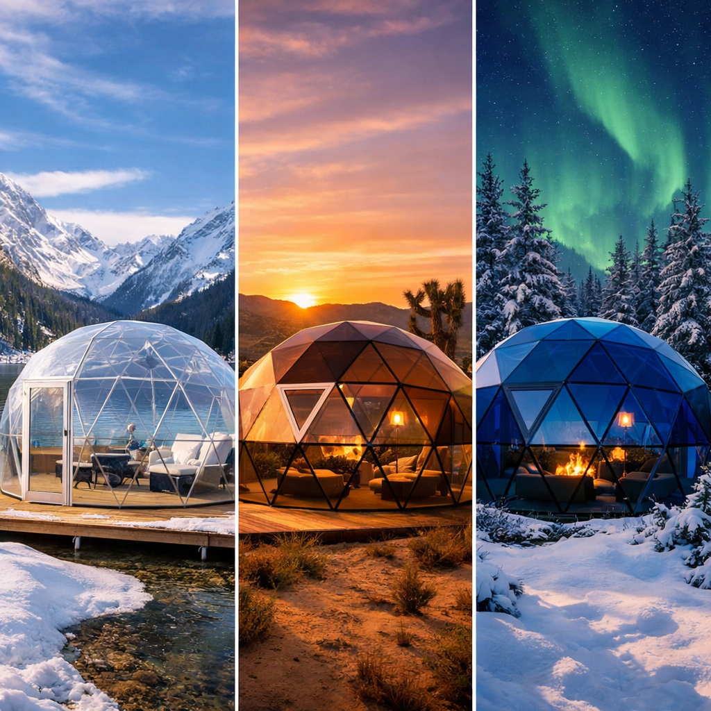 Glass Retreat Dome – Luxury 4-Season View House for Dining, Events & Stays