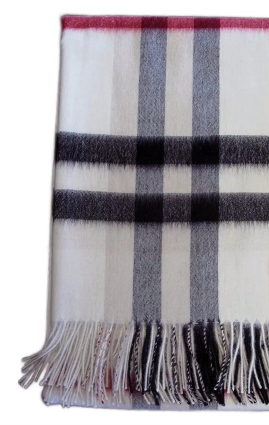 Kensington Ivory Plaid Alpaca Throw