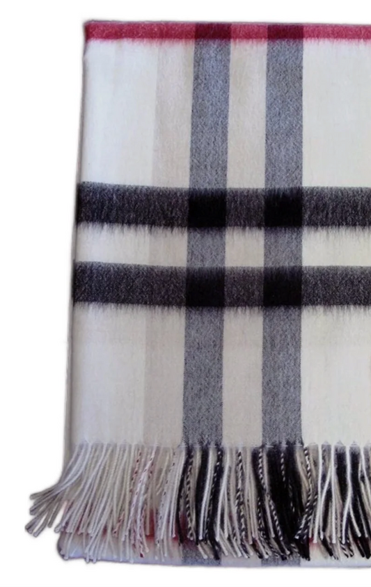 Kensington Ivory Plaid Alpaca Throw